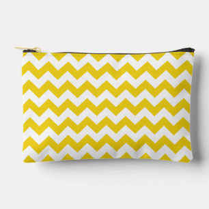 Yellow Zigzag, Yellow Chevron, Geometric Pattern Accessory Pouch
