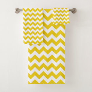 Yellow Zigzag, Yellow Chevron, Geometric Pattern Bath Towel Set