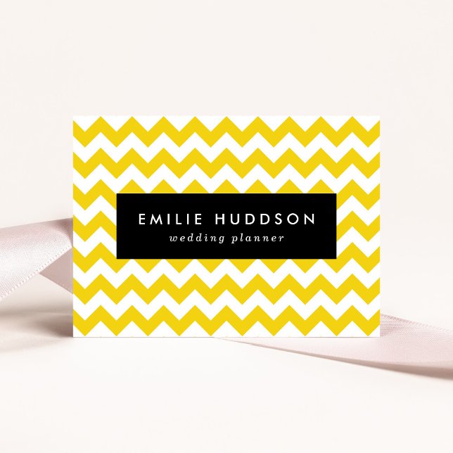 Yellow Zigzag, Yellow Chevron, Geometric Pattern Business Card (Creator Uploaded)