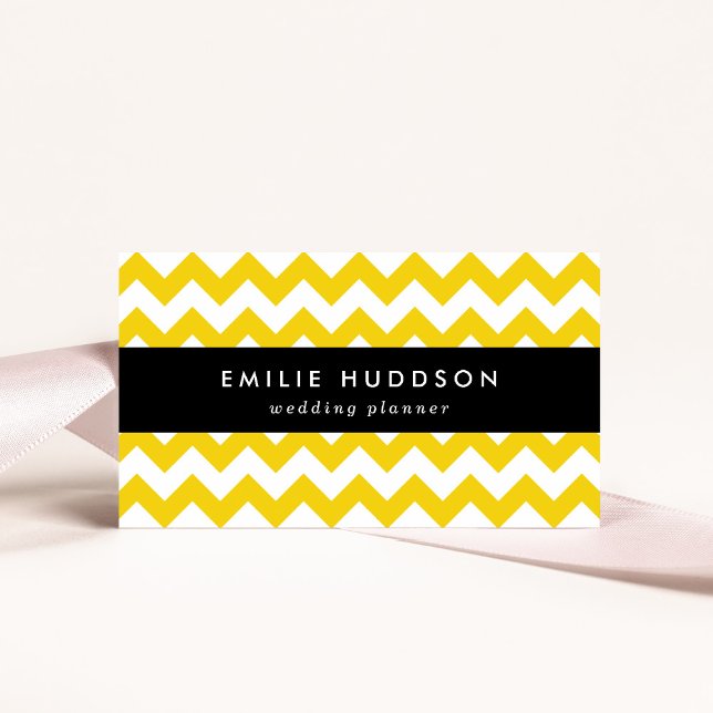 Yellow Zigzag, Yellow Chevron, Geometric Pattern Business Card (Creator Uploaded)