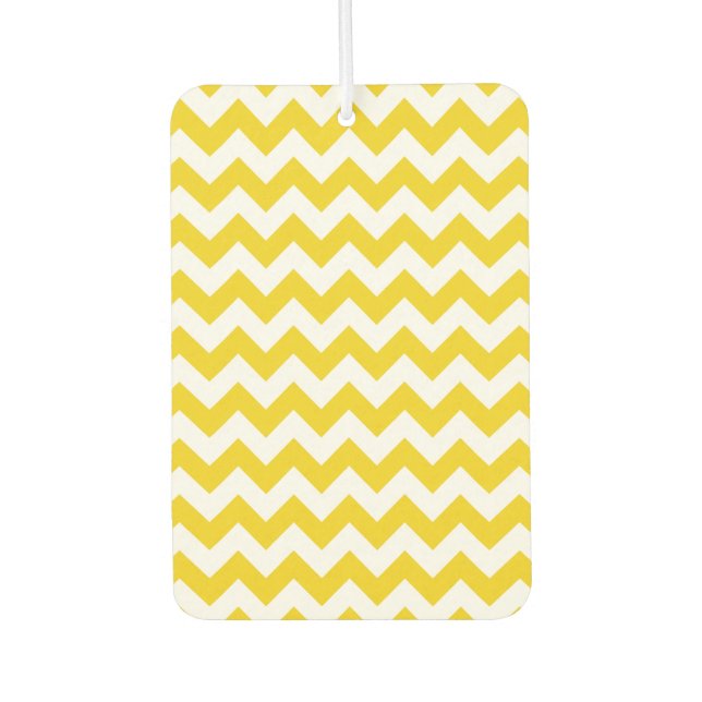 Yellow Zigzag, Yellow Chevron, Geometric Pattern Car Air Freshener (Front)