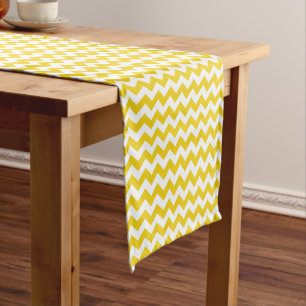 Yellow Zigzag, Yellow Chevron, Geometric Pattern Medium Table Runner