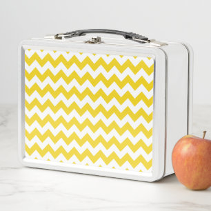 Yellow Zigzag, Yellow Chevron, Geometric Pattern Metal Lunch Box