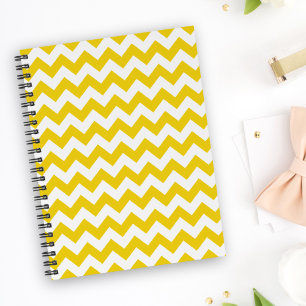 Yellow Zigzag, Yellow Chevron, Geometric Pattern Notebook