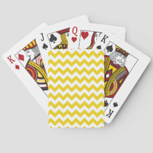Yellow Zigzag, Yellow Chevron, Geometric Pattern Playing Cards