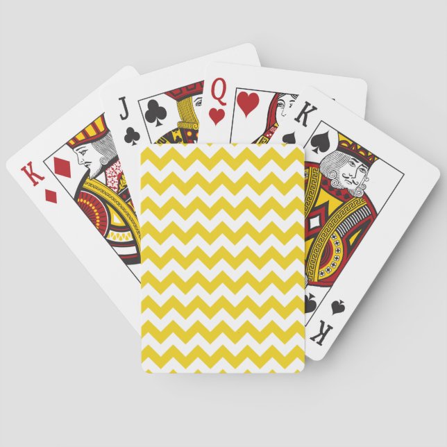 Yellow Zigzag, Yellow Chevron, Geometric Pattern Playing Cards (Back)
