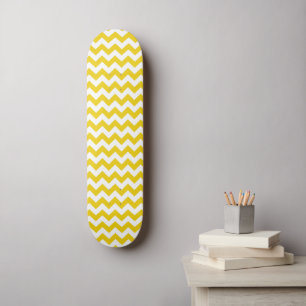 Yellow Zigzag, Yellow Chevron, Geometric Pattern Skateboard