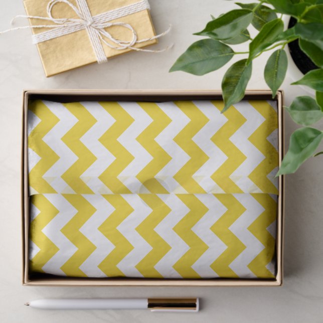 Yellow Zigzag, Yellow Chevron, Geometric Pattern Tissue Paper (Gift)