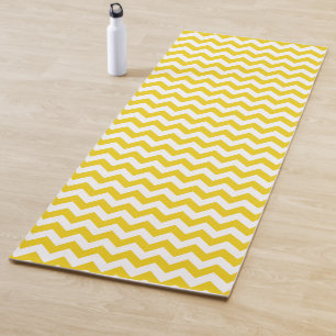 Yellow Zigzag, Yellow Chevron, Geometric Pattern Yoga Mat