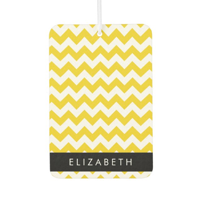 Yellow Zigzag, Yellow Chevron, Your Name Car Air Freshener (Front)