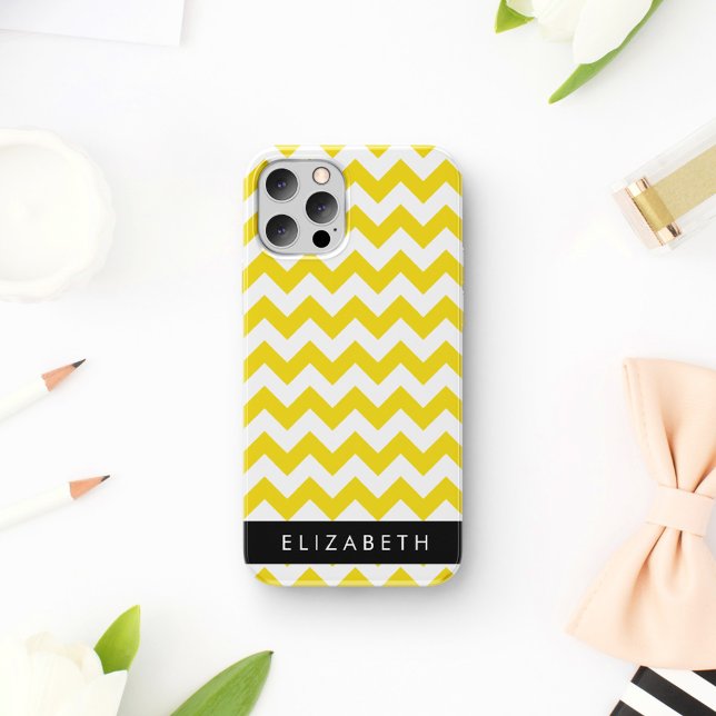 Yellow Zigzag, Yellow Chevron, Your Name Case-Mate iPhone Case (Creator Uploaded)
