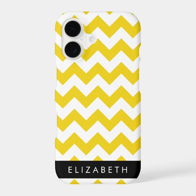 Yellow Zigzag, Yellow Chevron, Your Name iPhone Case (Back)