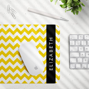 Yellow Zigzag, Yellow Chevron, Your Name Mouse Mat