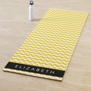 Yellow Zigzag, Yellow Chevron, Your Name Yoga Mat