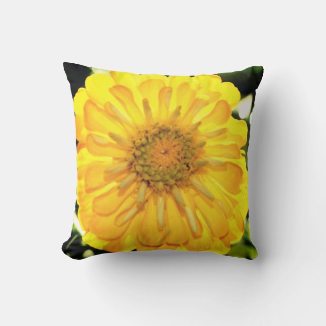 Yellow Zinnia Cushion (Front)