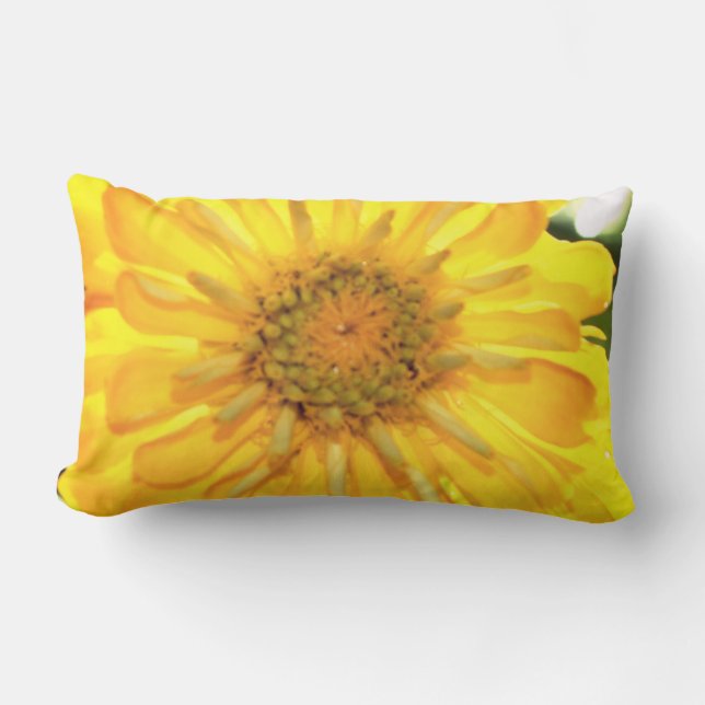 Yellow Zinnia Lumbar Cushion (Front)
