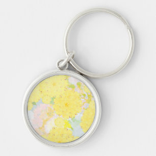 Yellow Zinnia Premium Square Keychain