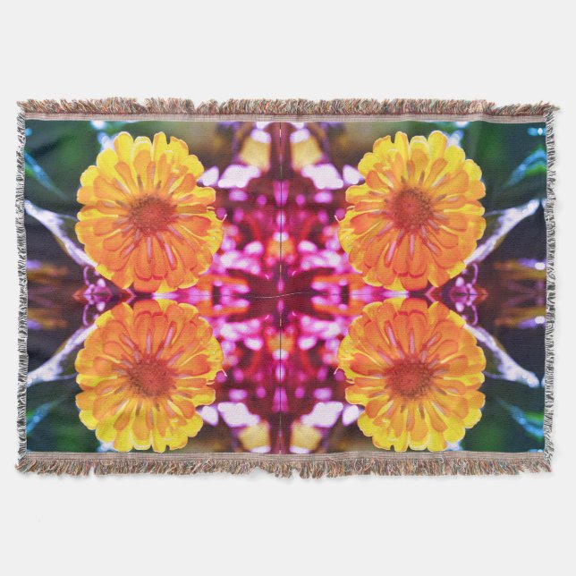 Yellow Zinnia Throw Blanket (Front)
