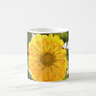 Yellow zinnia, yellow daisy, yellow flower coffee mug