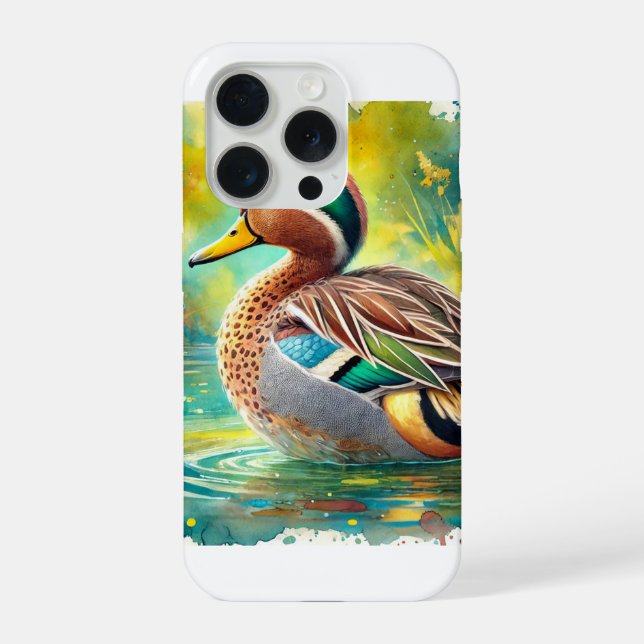 Yellowbilled teal 050824AREF143 - Watercolor iPhone Case (Back)
