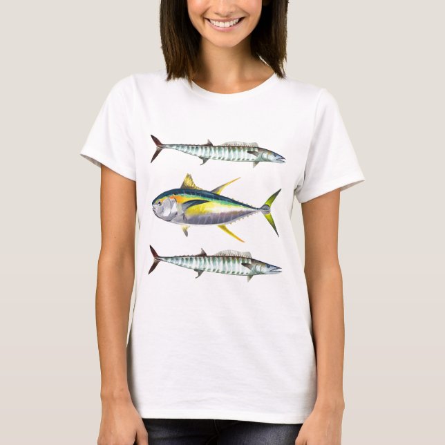 yellowfin and wahoo fish pattern T-Shirt (Front)