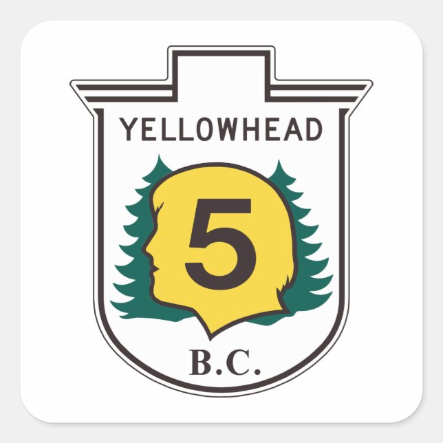 Yellowhead Road Sign Square Sticker (Front)