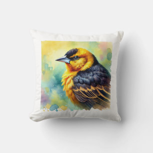Yellowheaded Blackbird 220824AREF127 - Watercolor Cushion