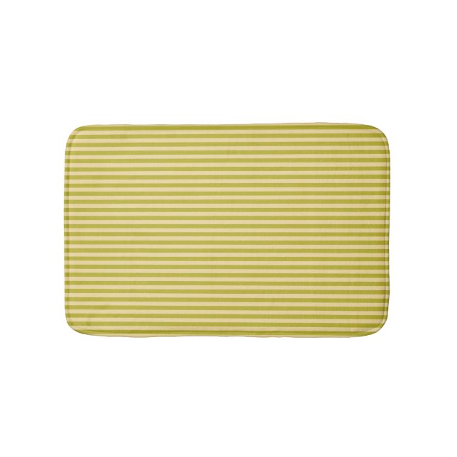Yellowish Green and Buttercream Colour Stripes Bath Mat (Front)