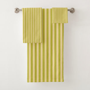 Yellowish Green and Buttercream Colour Stripes Bath Towel Set