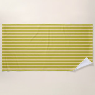 Yellowish Green and Buttercream Colour Stripes Beach Towel