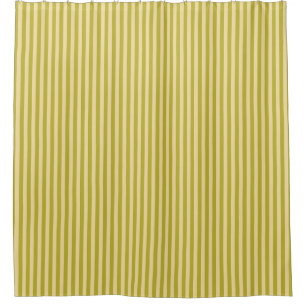 Yellowish Green and Buttercream Colour Stripes Shower Curtain