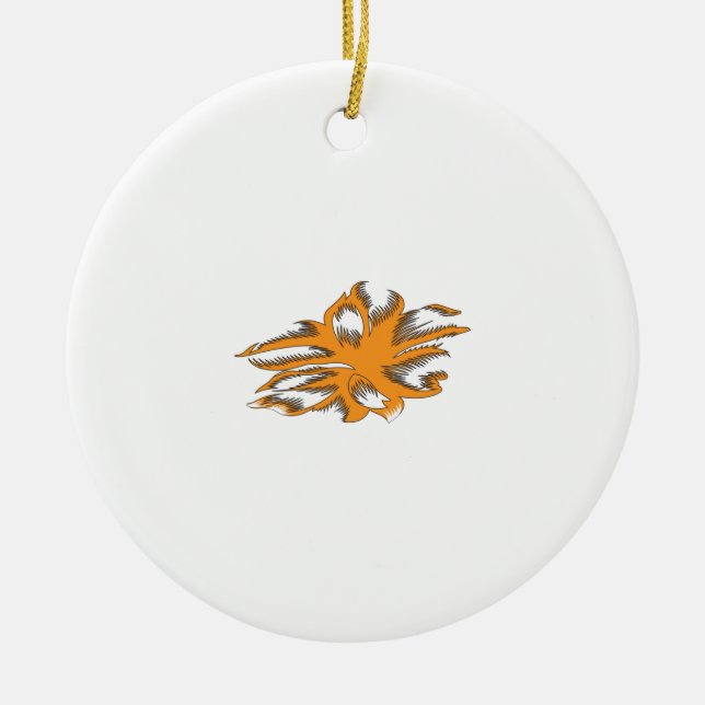 Yellowish Orange, Orangy Yellow  decorative Ceramic Tree Decoration (Front)