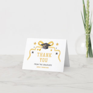 Yellowk Ribbon Coquette Graduation  Thank You Card