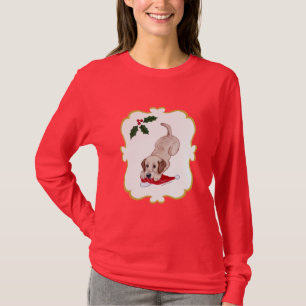 YellowLabrador Puppy & Santa Hat Christmas T-Shirt
