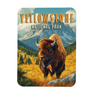Yellowstone: A Retro Travel Magnet