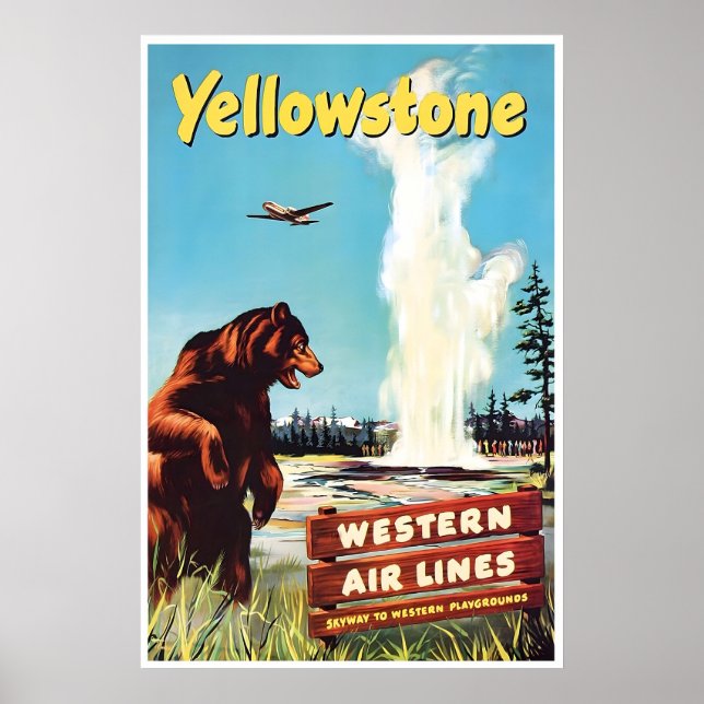 Yellowstone Art National Park Print Western Travel (Front)
