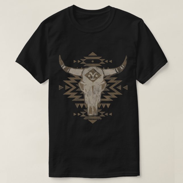 Yellowstone Artsy Cattle Skull T-Shirt (Design Front)