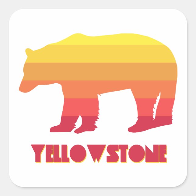 Yellowstone Bear Square Sticker (Front)