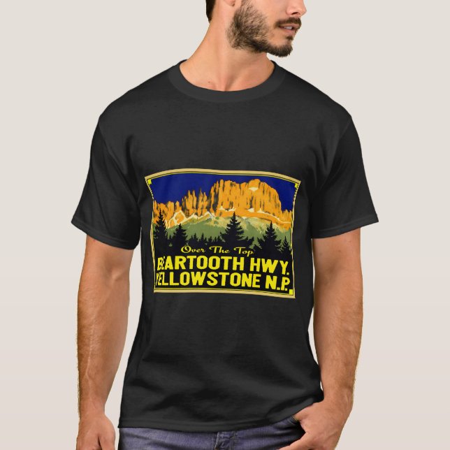 Yellowstone  Beartooth Highway Wyoming Montana Vin T-Shirt (Front)