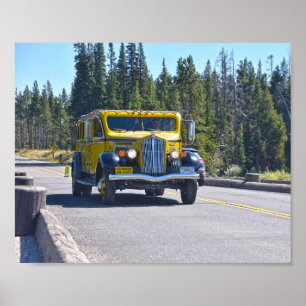 Yellowstone Bus Crosses the Fishing Bridge Poster