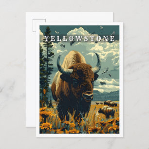 Yellowstone Classic Art Retro Vintage Travel Postcard
