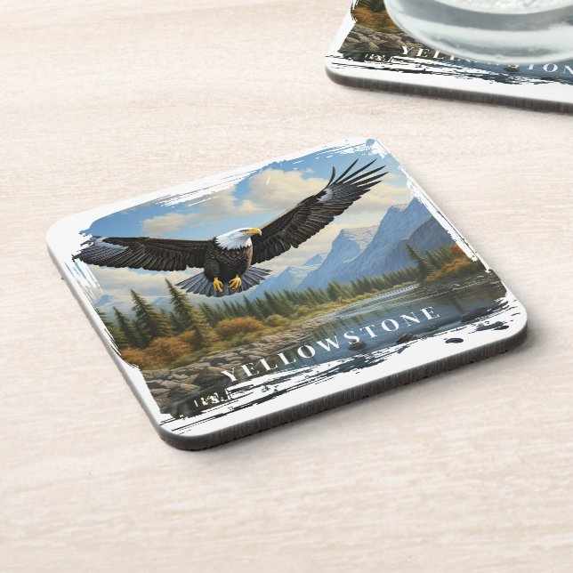 Yellowstone Eagle Beverage Coaster (Left Side)