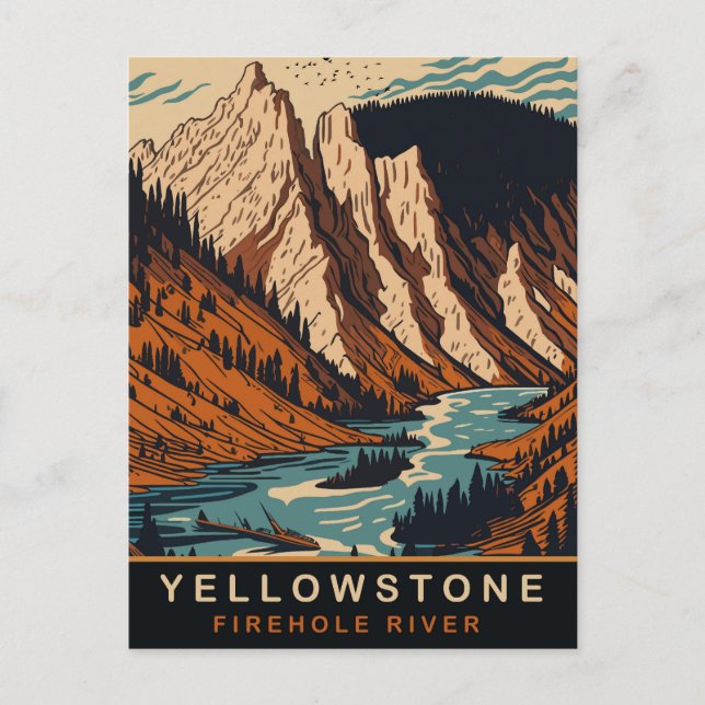 Yellowstone, Firehole River, WY, Vintage Travel Postcard (Front)