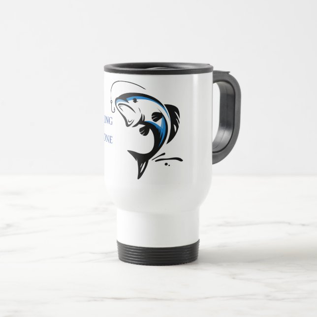 Yellowstone Gone Fishing Travel Mug (Front Right)