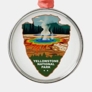 Yellowstone Grand Prismatic Spring Arrowhead Metal Tree Decoration