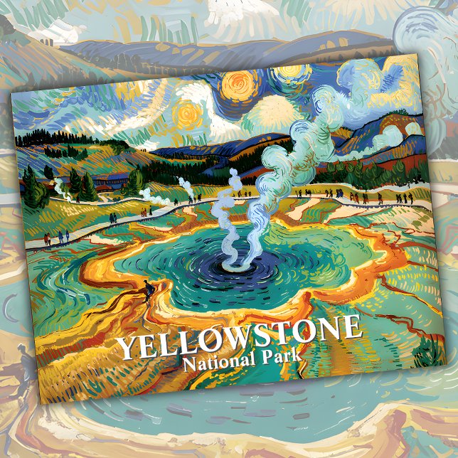 Yellowstone Grand Prismatic Spring Van Gogh Custom Postcard (Yellowstone Grand Prismatic Spring Van Gogh Custom Postcard)