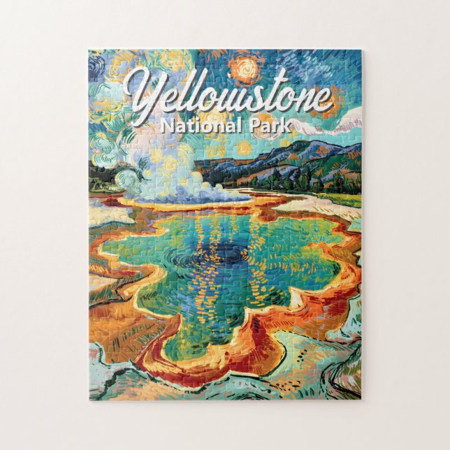 Yellowstone Grand Prismatic Van Gogh Colorful Jigsaw Puzzle (Vertical)