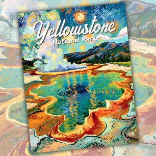 Yellowstone Grand Prismatic Van Gogh Custom Text Postcard