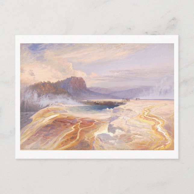 Yellowstone Great Blue Spring Vintage Lithograph Postcard (Front)
