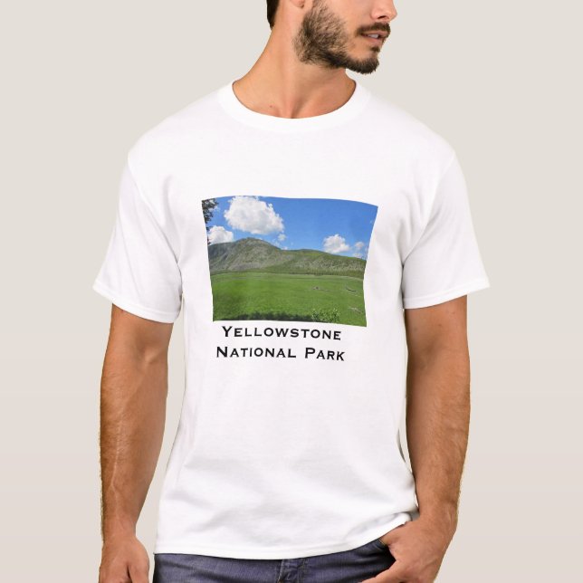 Yellowstone Green Valley Photo National Park T-Shirt (Front)